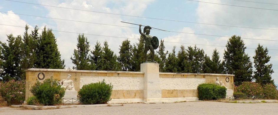 Statue of King Leonidas in Thermopylae Greece honoring his bravery and sacrifice.