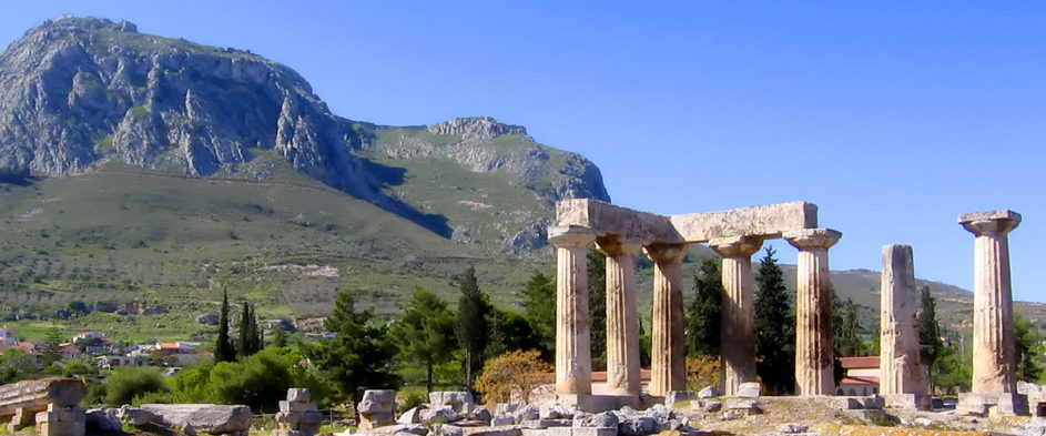 The temple of Apollo in ancient Corinth.
