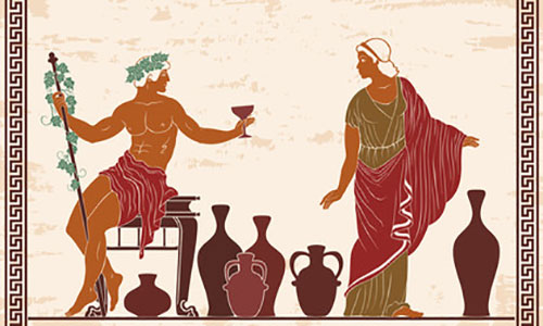 Ancient Greek art showing wine drinking