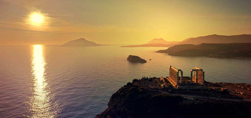 Breathtaking view of the Temple of Poseion at Cape Sounion