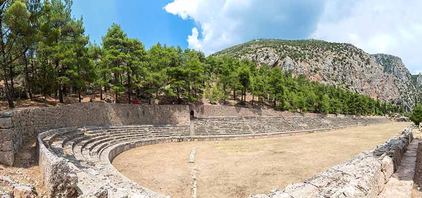The well preserved ancient stadium of Delphi