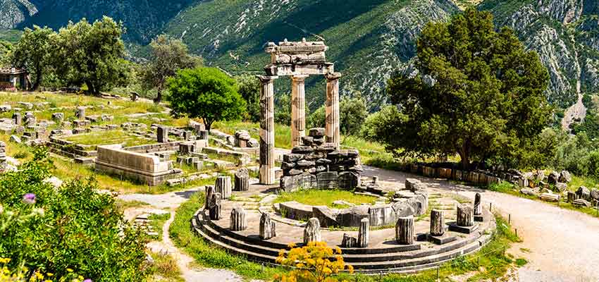 The Tholo monument at ancient Delphi